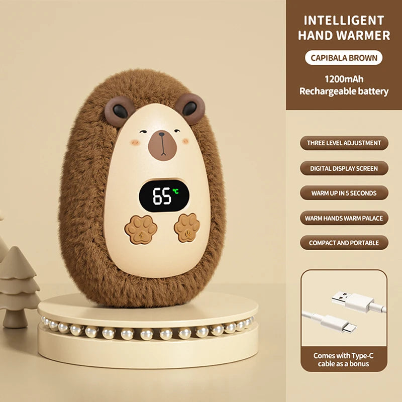 Cozy Critter Rechargeable Hand Warmer – Cute Plush, 3 Heat Levels