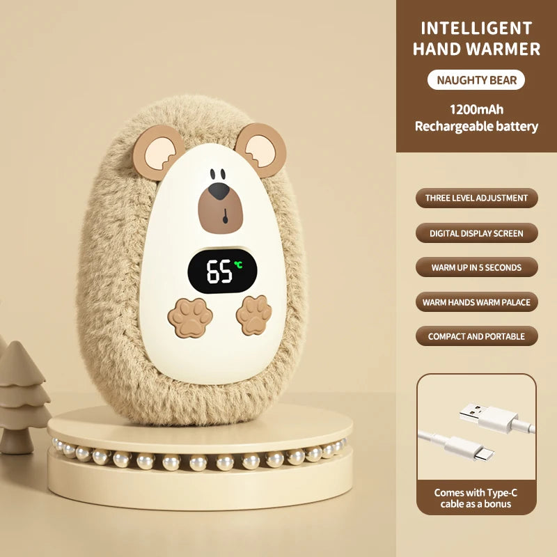 Cozy Critter Rechargeable Hand Warmer – Cute Plush, 3 Heat Levels